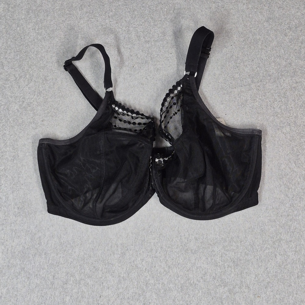 Elomi Women Bra 36H Black EL8900BLK Balconette Sheer Underwired Lace Mesh